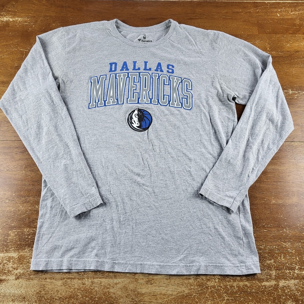 Dallas Mavericks Mens Shirt Long Sleeve Gray Fanatics Large Tee NBA